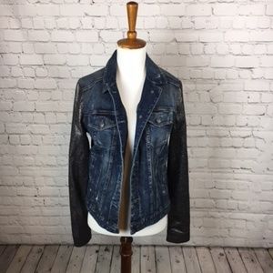Denim & Gunmetal Metallic Sleeve Jacket